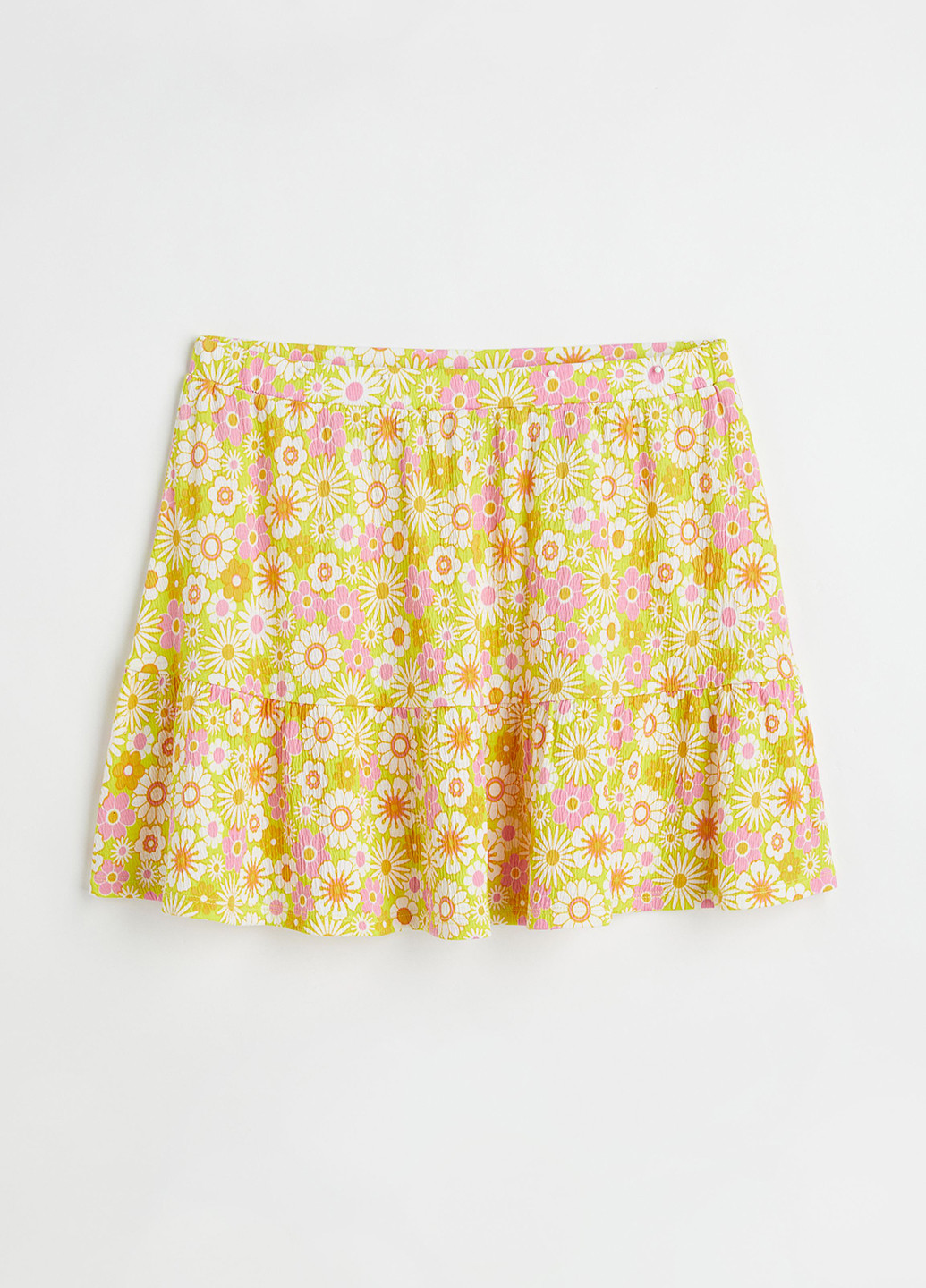 Желтая кэжуал цветочной расцветки юбка H&M а-силуэта (трапеция)