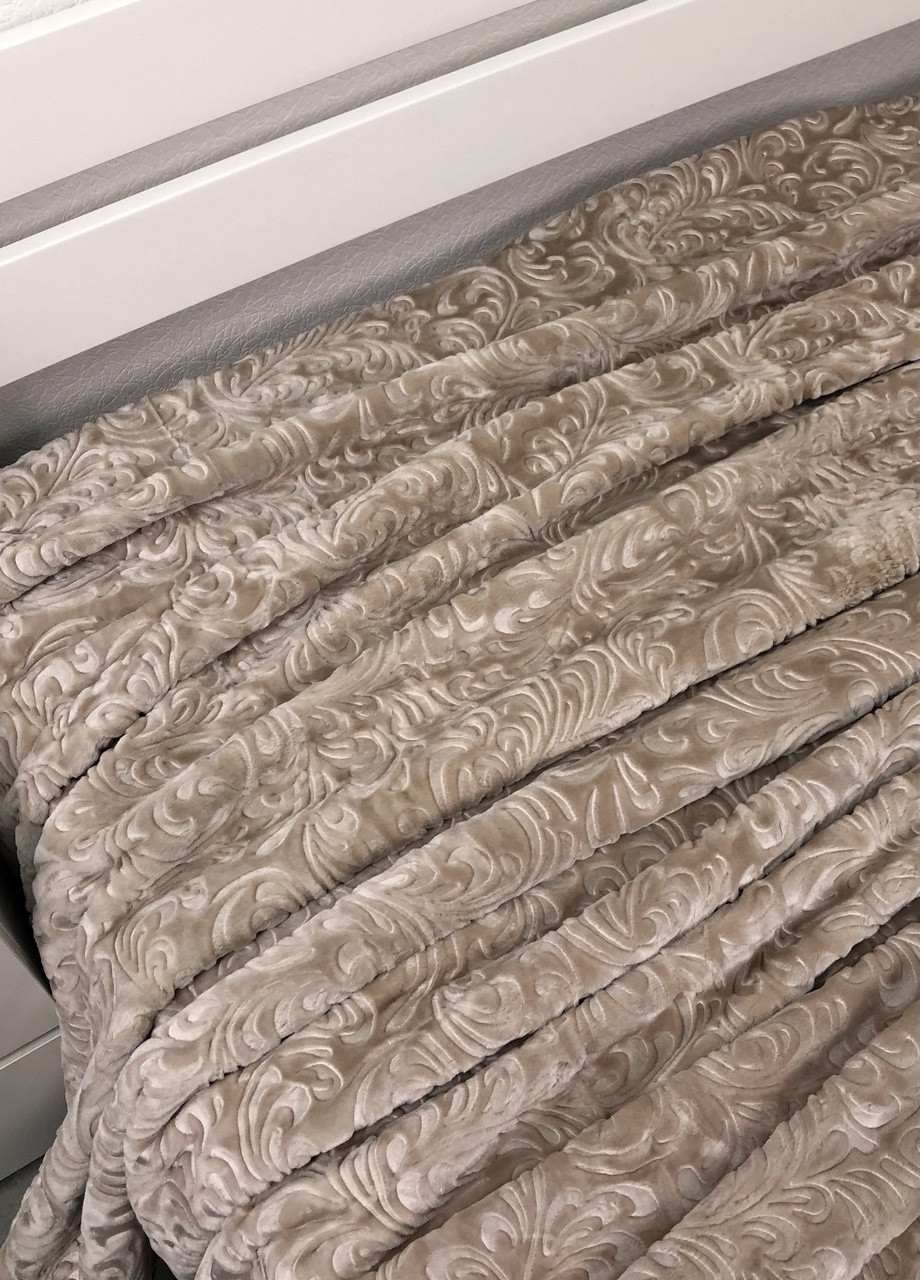 Плед велюровый з выдавкой акрил 200х240 беж 2 Vie Nouvelle (254397194)