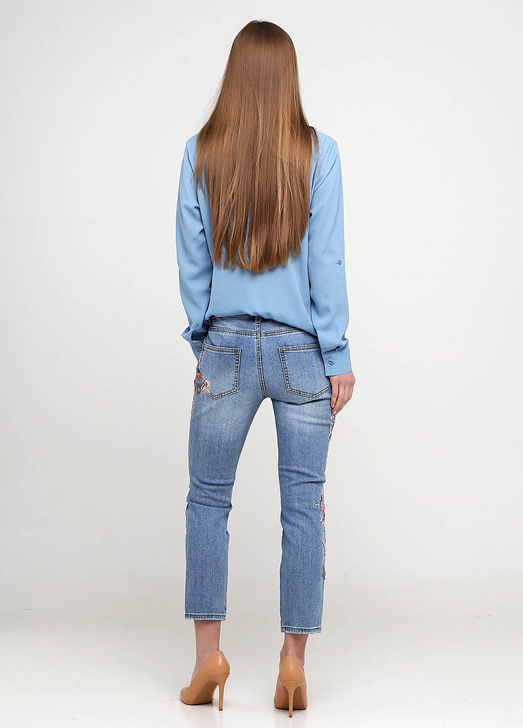 Джинси B.C. Best Connections завужені, вкорочені однотонні блакитні джинсові бавовна