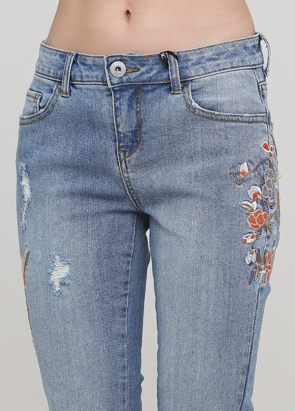 Голубые демисезонные зауженные, укороченные джинсы B.C. Best Connections