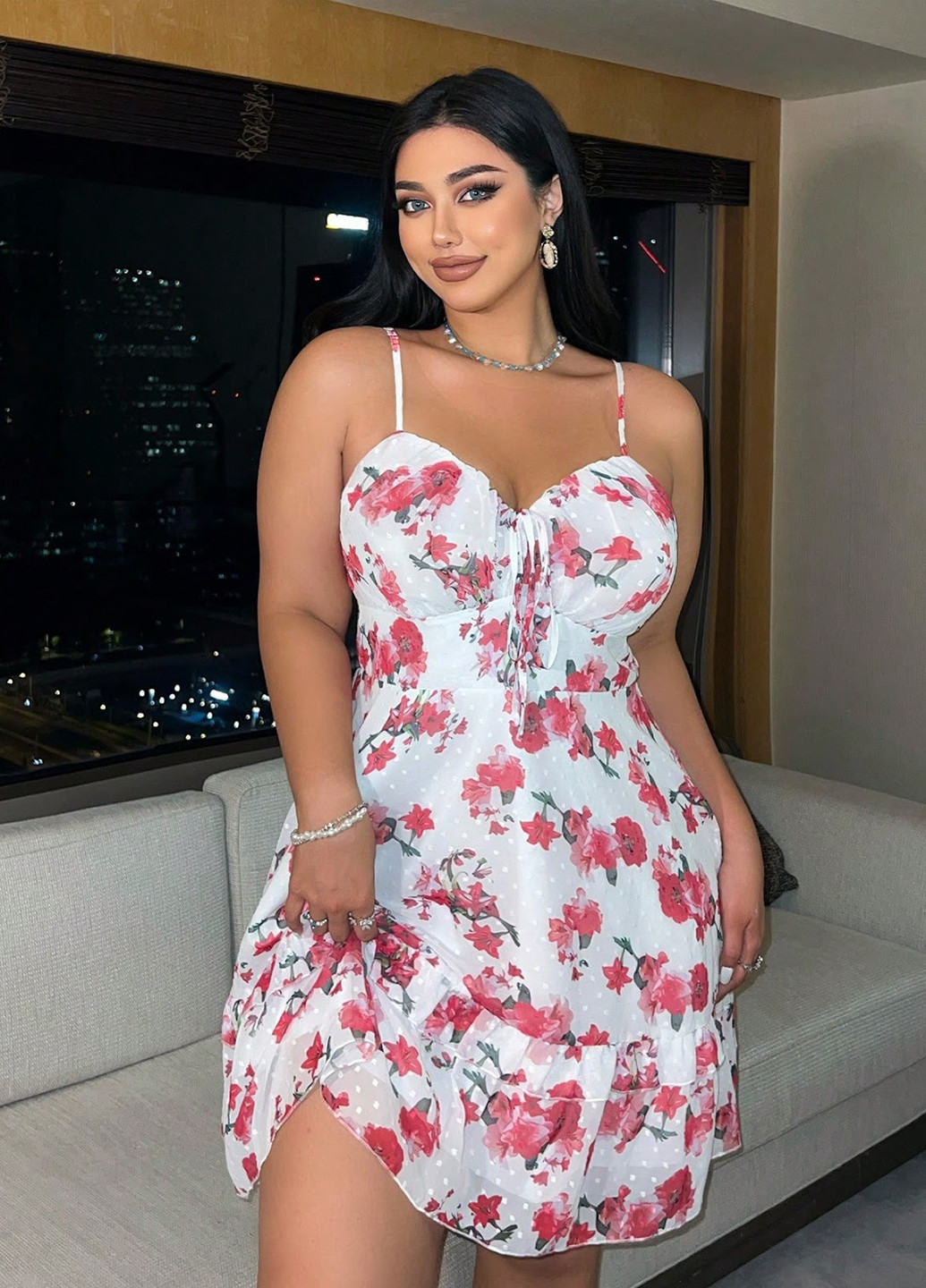 Комбінована кежуал сукня кльош SHEIN з квітковим принтом