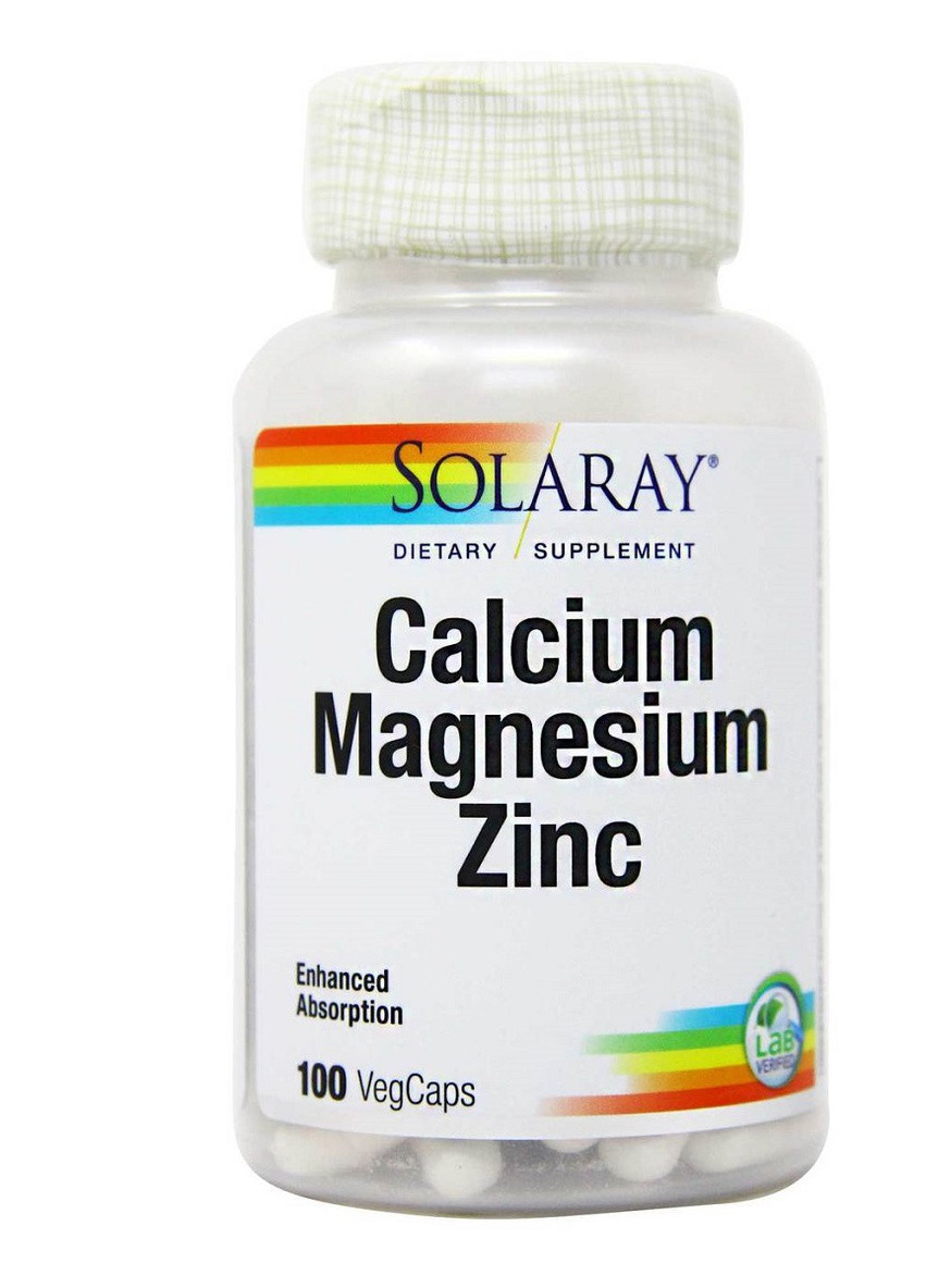 Кальций Магний Цинк, Calcium Magnesium Zinc,, 100 капсул Solaray (228293138)