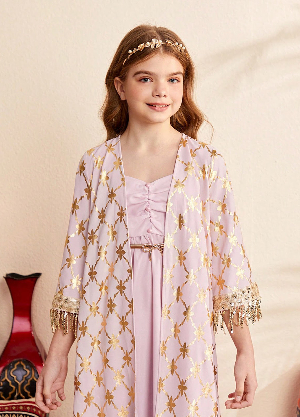 Світло-рожевий літній костюм (туніка, сарафан) SHEIN