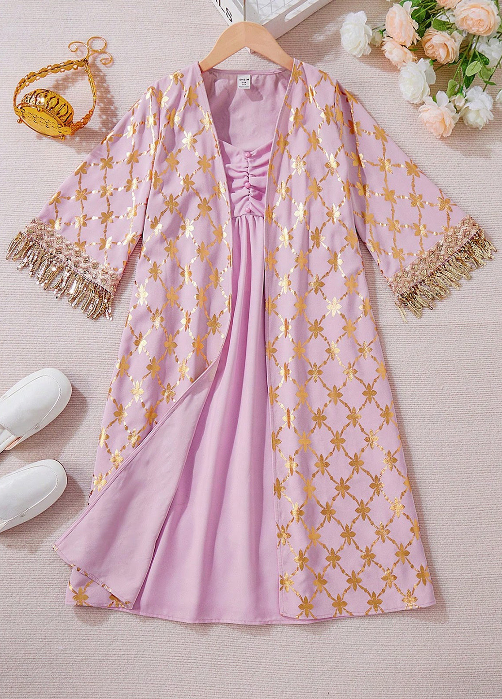 Світло-рожевий літній костюм (туніка, сарафан) SHEIN