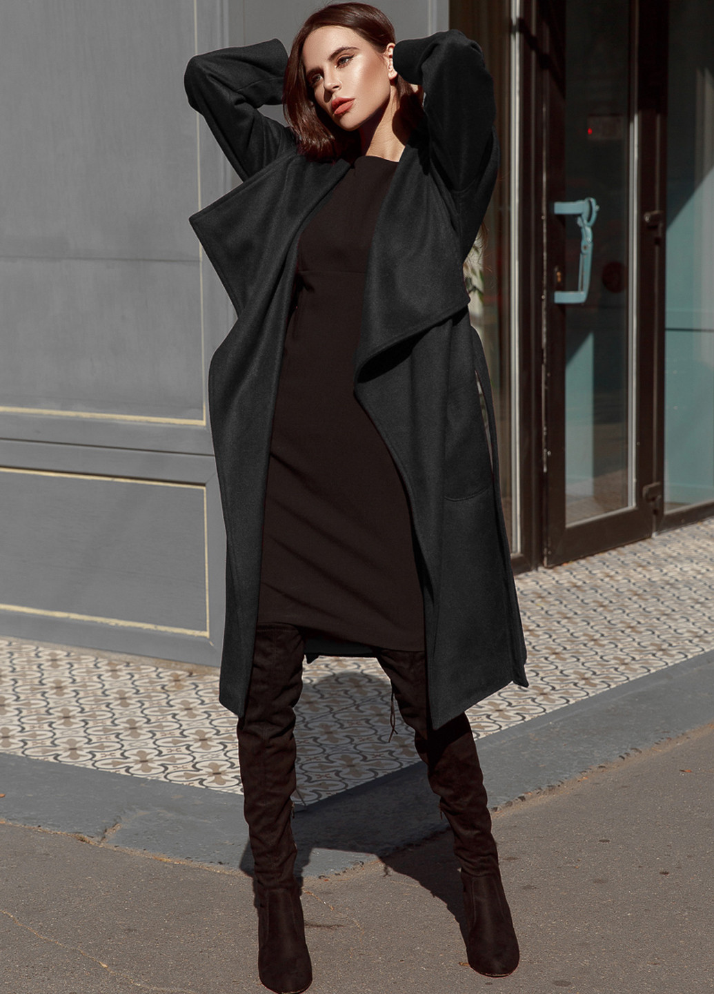 Черное демисезонное Пальто Gepur