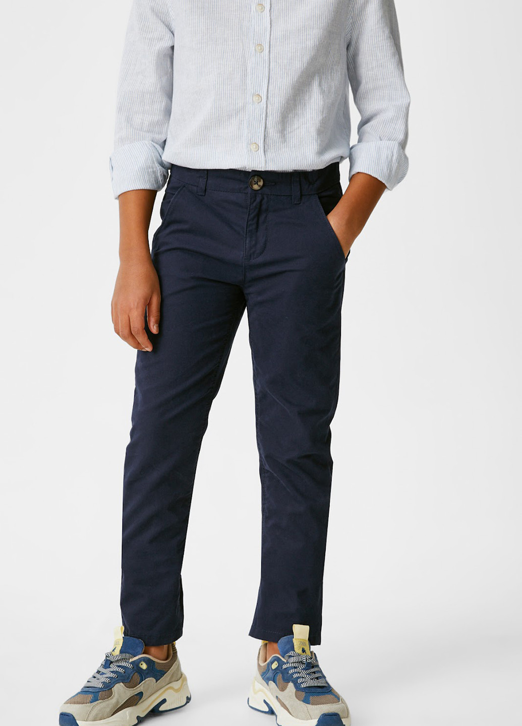 Темно-синие кэжуал демисезонные брюки прямые C&A