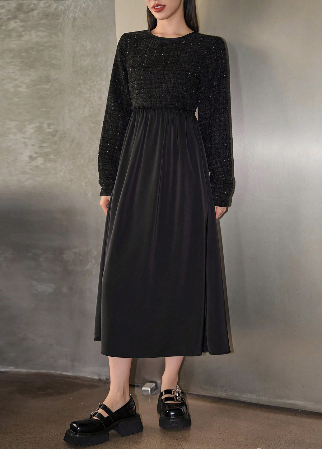 Чорна кежуал сукня кльош SHEIN однотонна