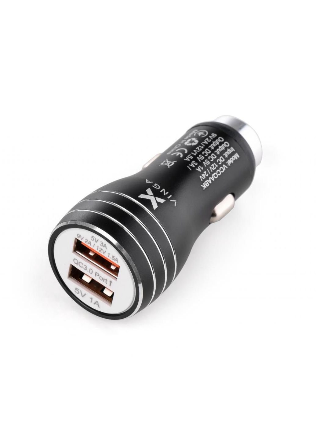 Зарядное устройство (VCCQAABK) Vinga QC3 Quick Dual USB Car Charger aluminium 18W Max (253506920)