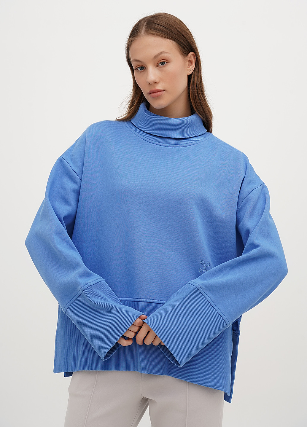 Блакитний світшот Closed однотонний вишивка (304433520)