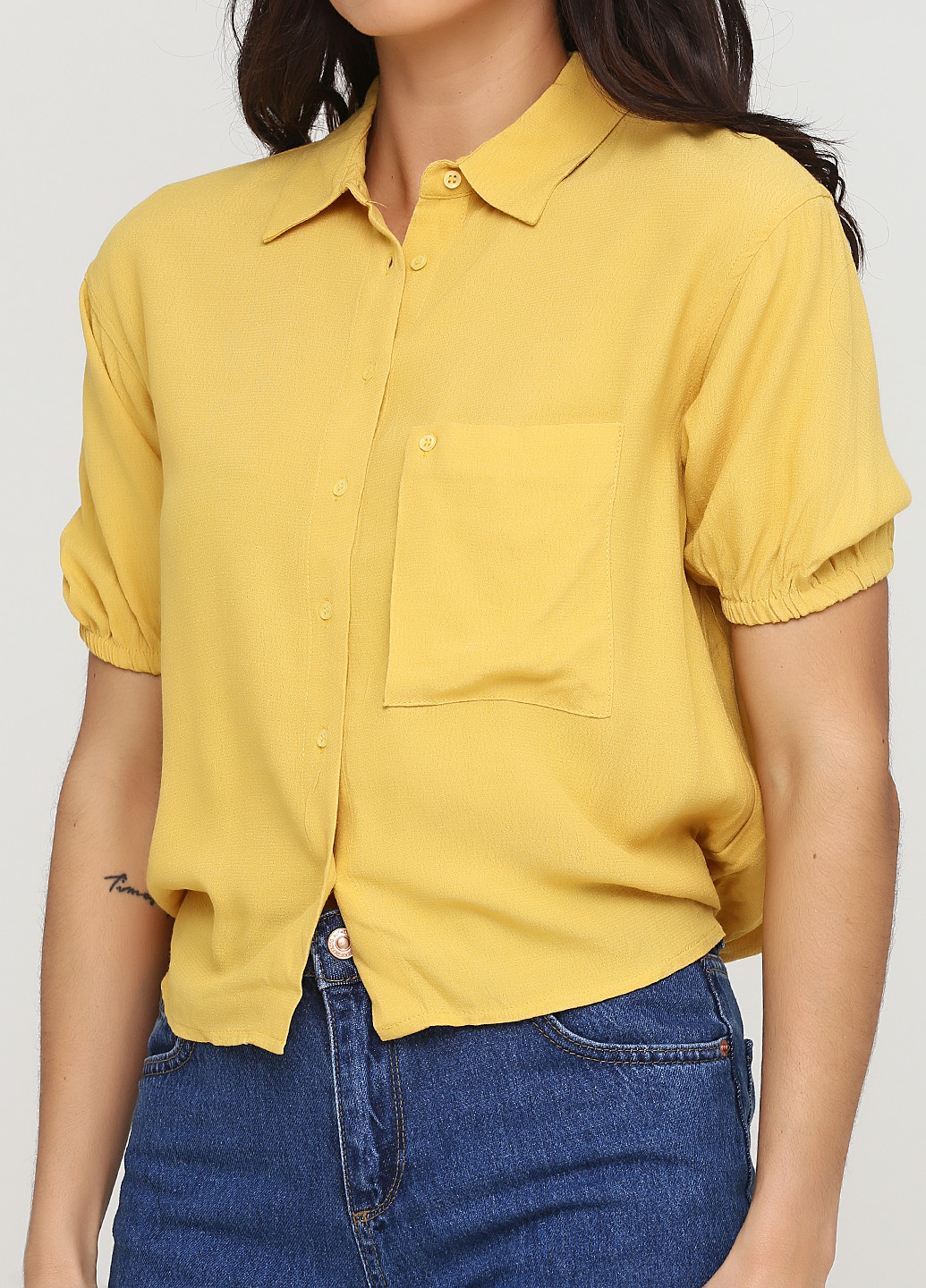Желтая кэжуал рубашка однотонная KOTON
