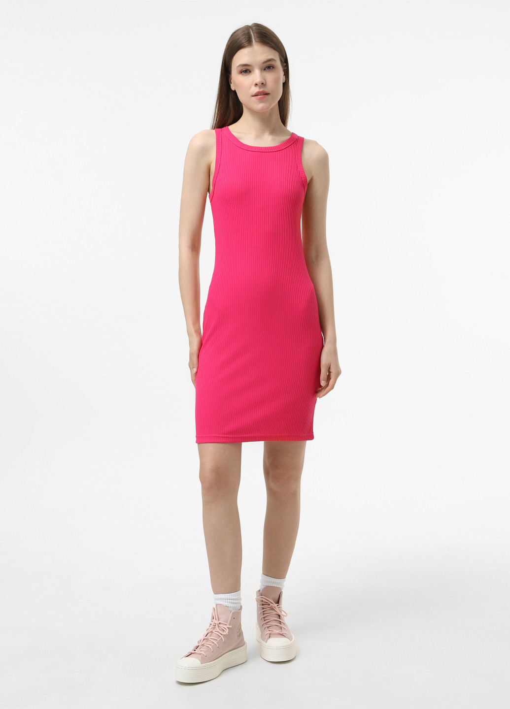 Фуксинова (кольору Фукія) кежуал сукня сукня-майка Braska однотонна