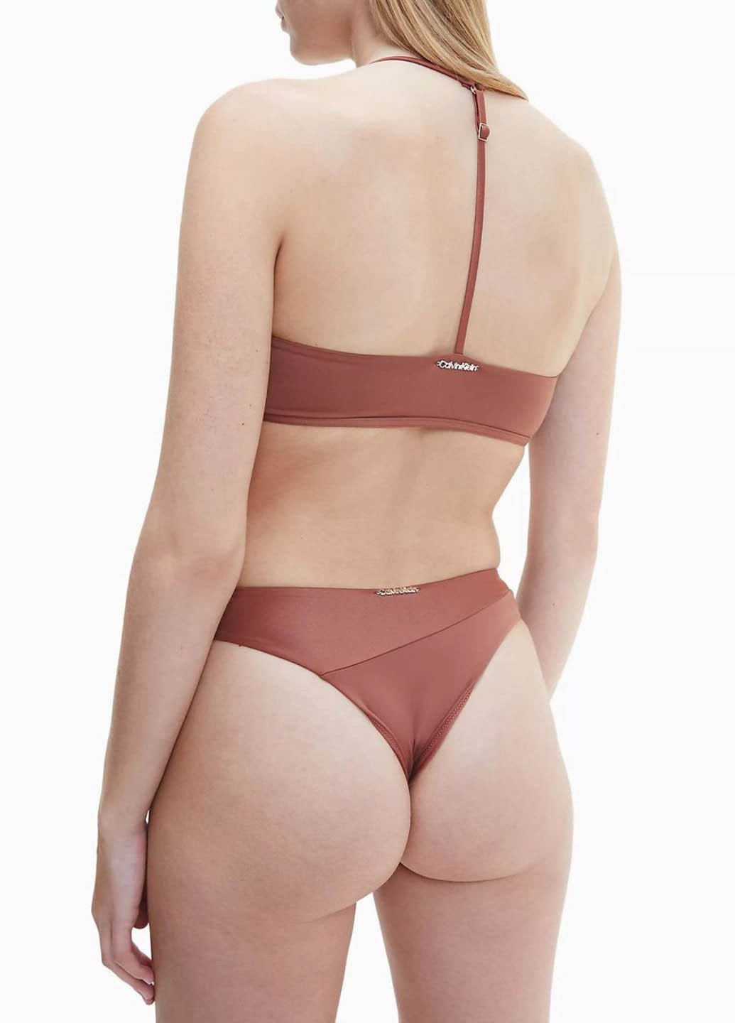 Коричневый летний купальник (лиф, трусики) раздельный, топ Calvin Klein