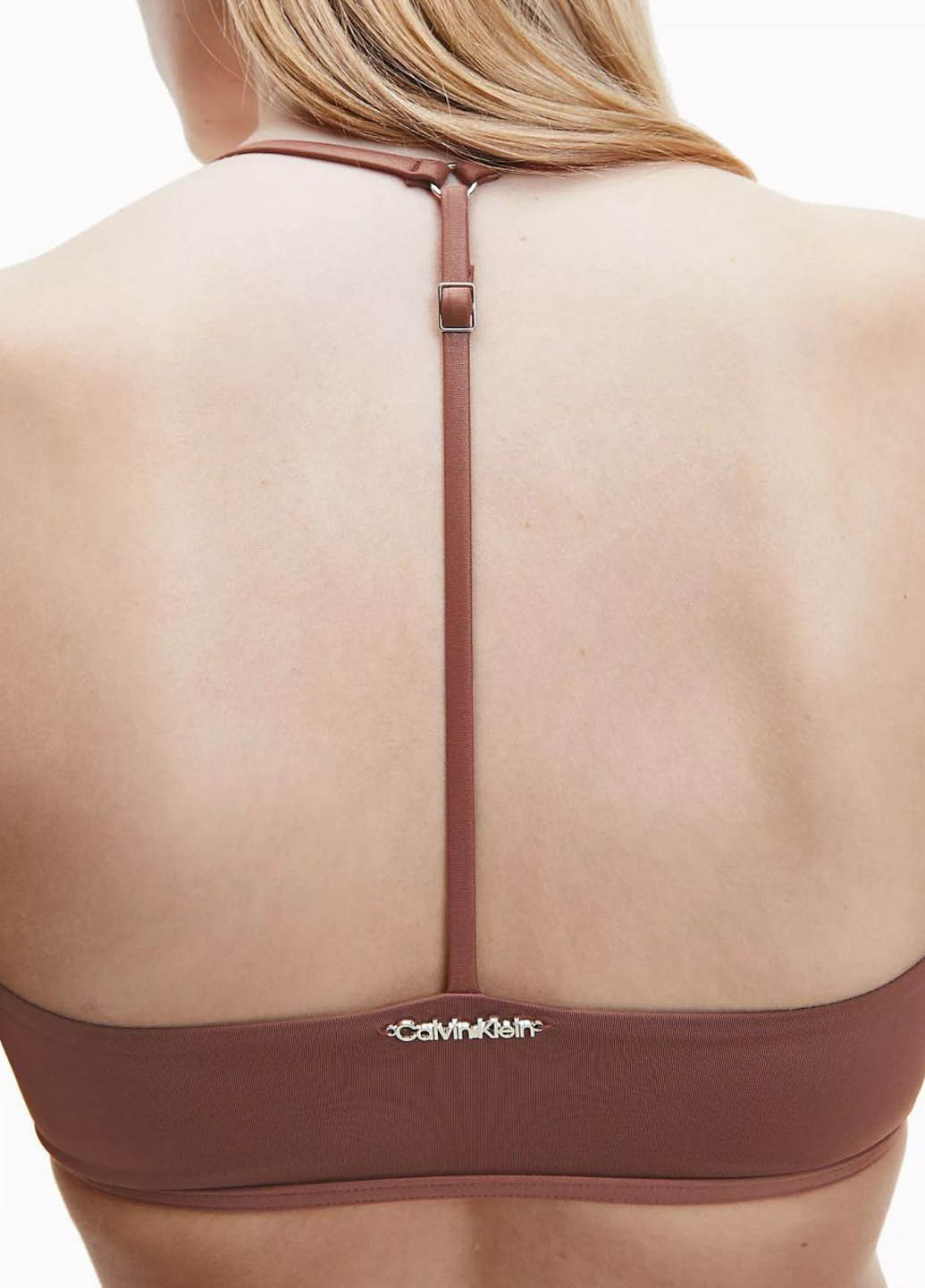 Коричневый летний купальник (лиф, трусики) раздельный, топ Calvin Klein