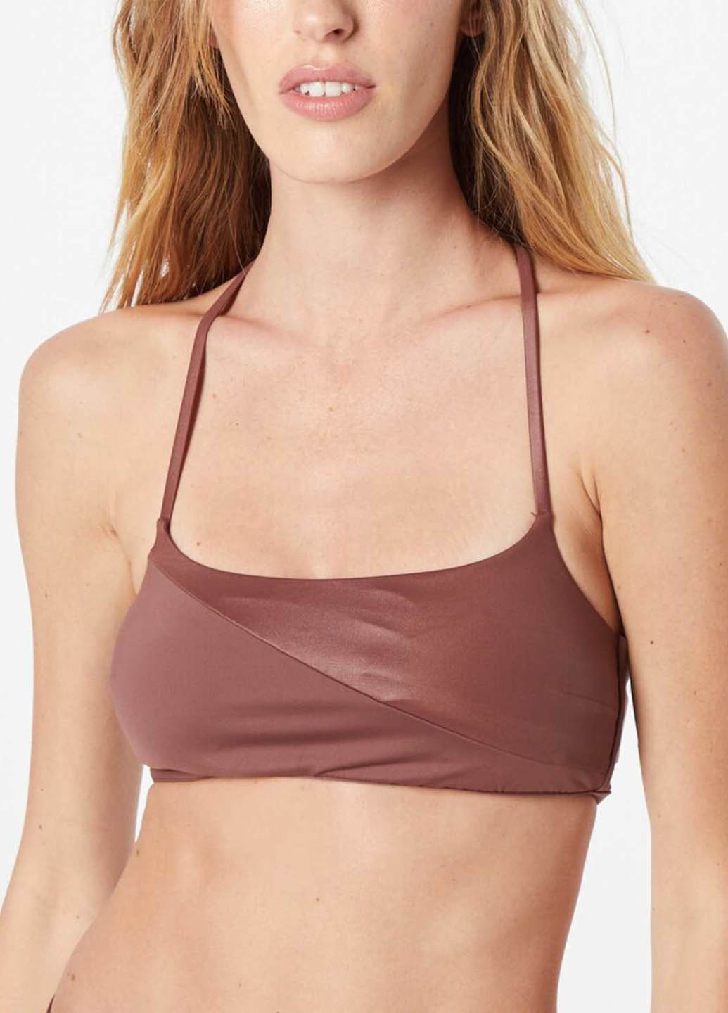 Коричневый летний купальник (лиф, трусики) раздельный, топ Calvin Klein