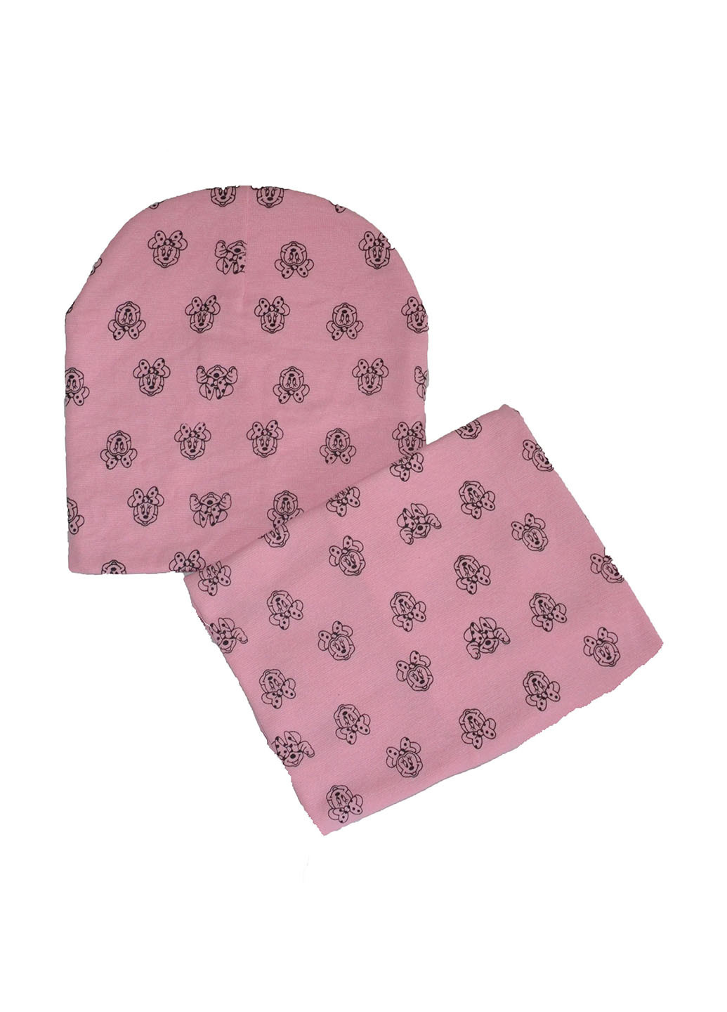 Рожевий демісезонний комплект (шапка, шарф-снуд) Bape