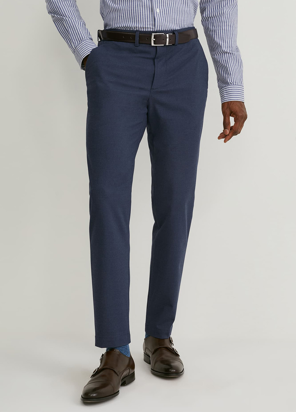 Серо-синие классические демисезонные классические брюки C&A