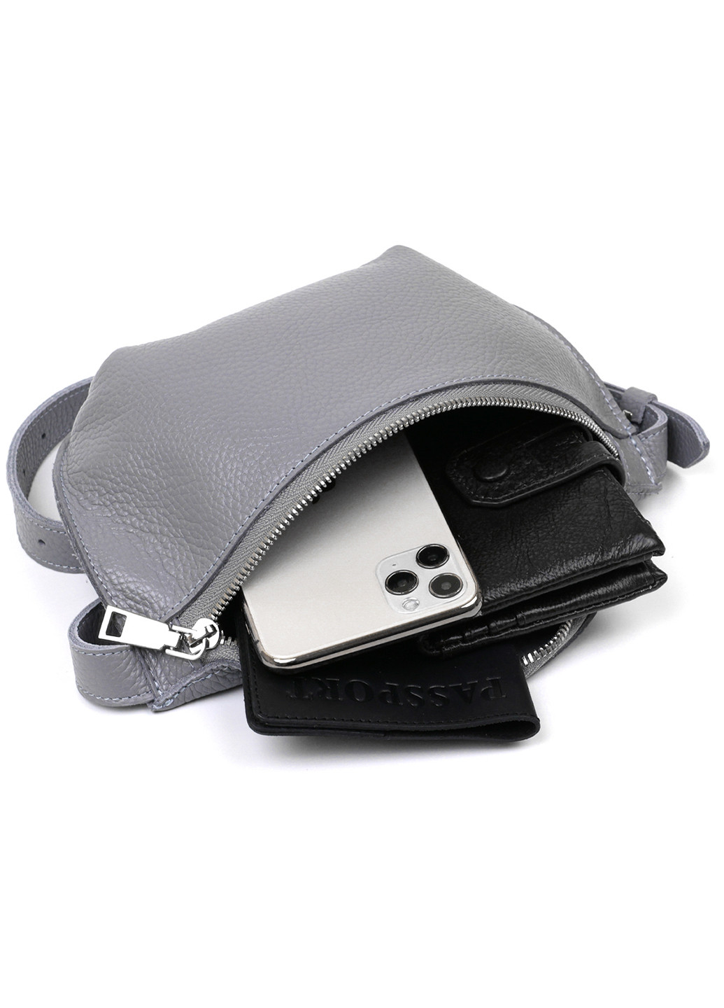 Женская кожаная бананка 23х12,5х6 см Shvigel (253491301)