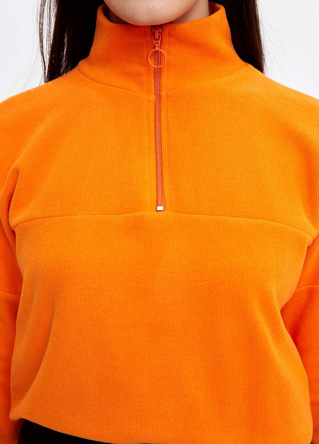 Свитшот DeFacto - Прямой крой оранжевый кэжуал хлопок - (199425099)