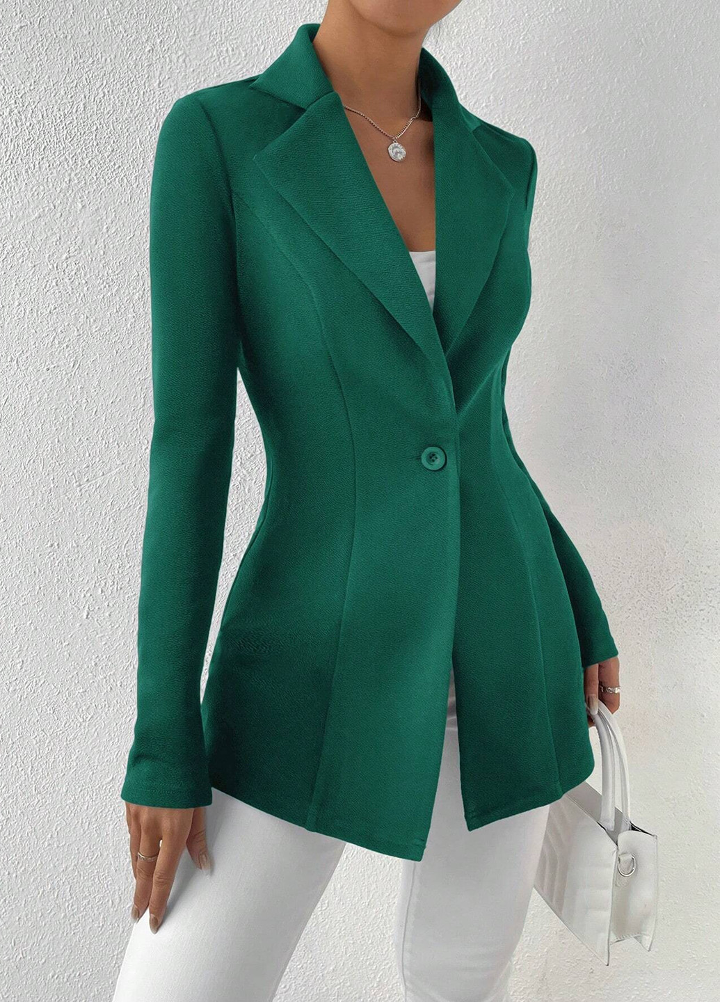 Зеленый женский жакет SHEIN однотонный - демисезонный
