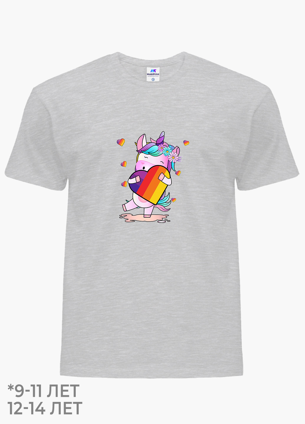 Светло-серая демисезонная футболка детская лайк единорог (likee unicorn)(9224-1469) MobiPrint