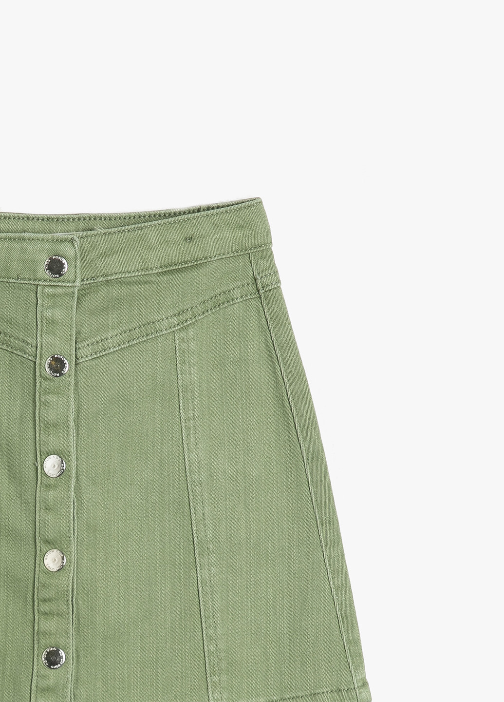 Светло-зеленая джинсовая однотонная юбка KOTON а-силуэта (трапеция)