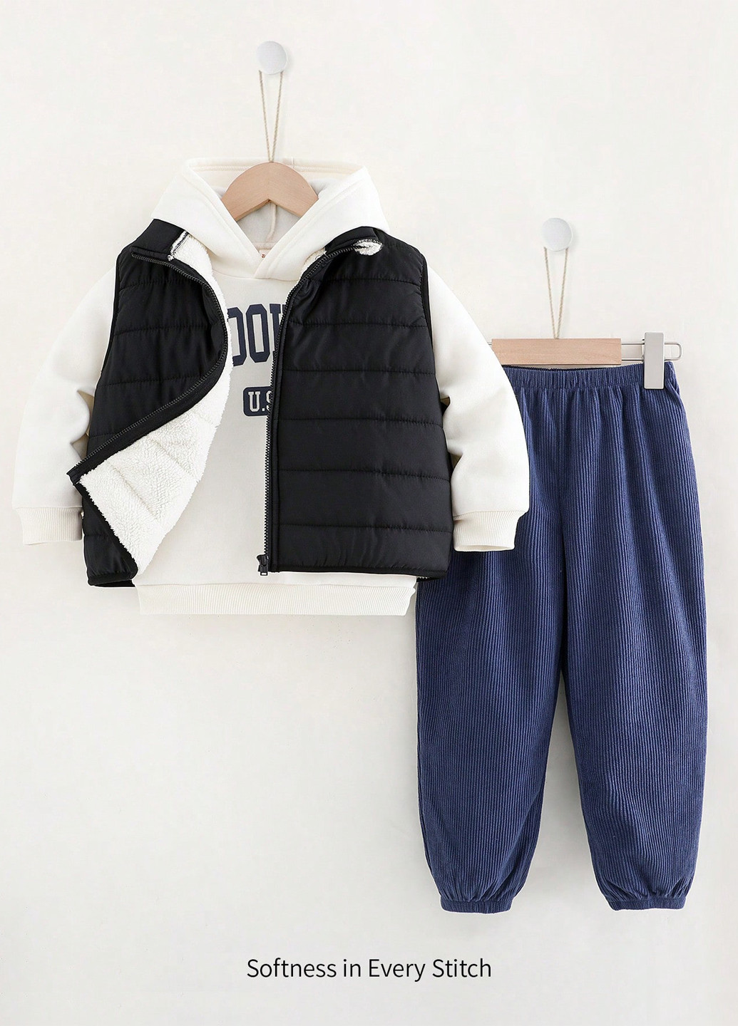 Комбінований демісезонний комплект (худи, жилет, штани) SHEIN