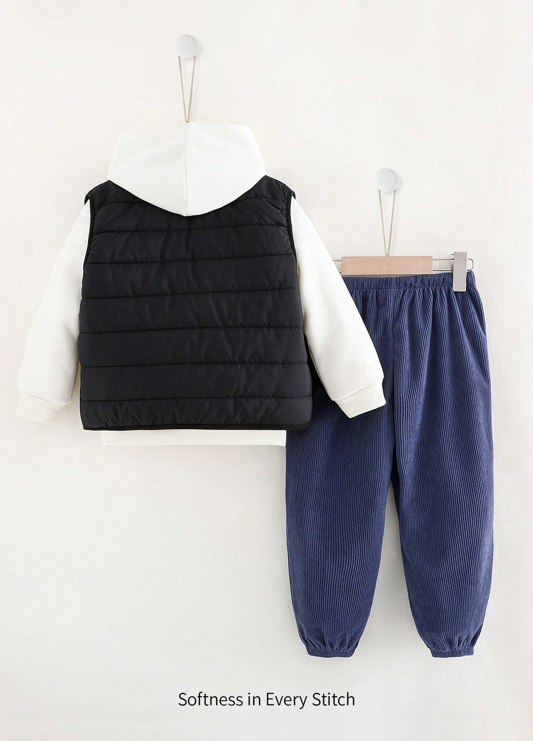 Комбінований демісезонний комплект (худи, жилет, штани) SHEIN