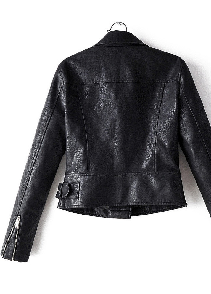 Черная демисезонная куртка женская в байкерском стиле из искусственной кожи extreme Berni Fashion 55545
