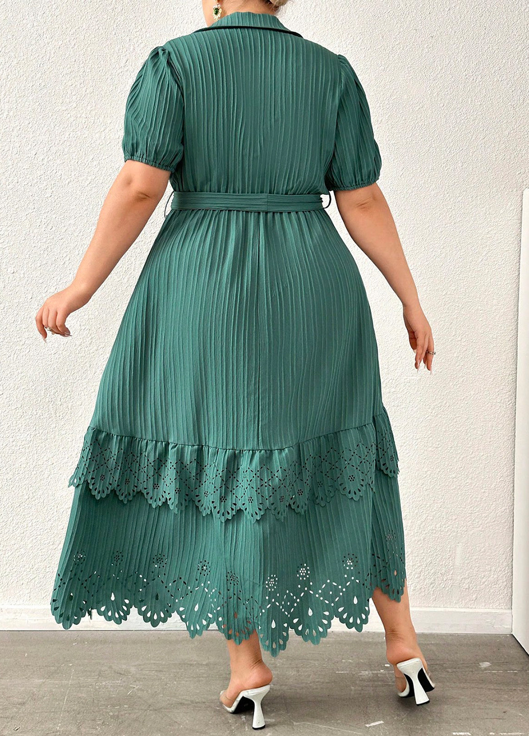 Зеленое кэжуал платье а-силуэт, клеш SHEIN однотонное