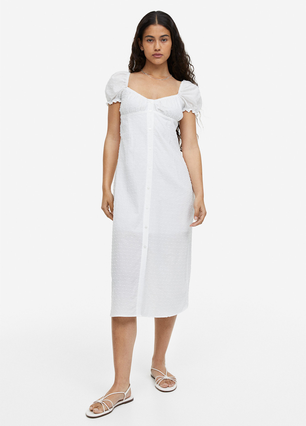Белое кэжуал платье футляр H&M однотонное
