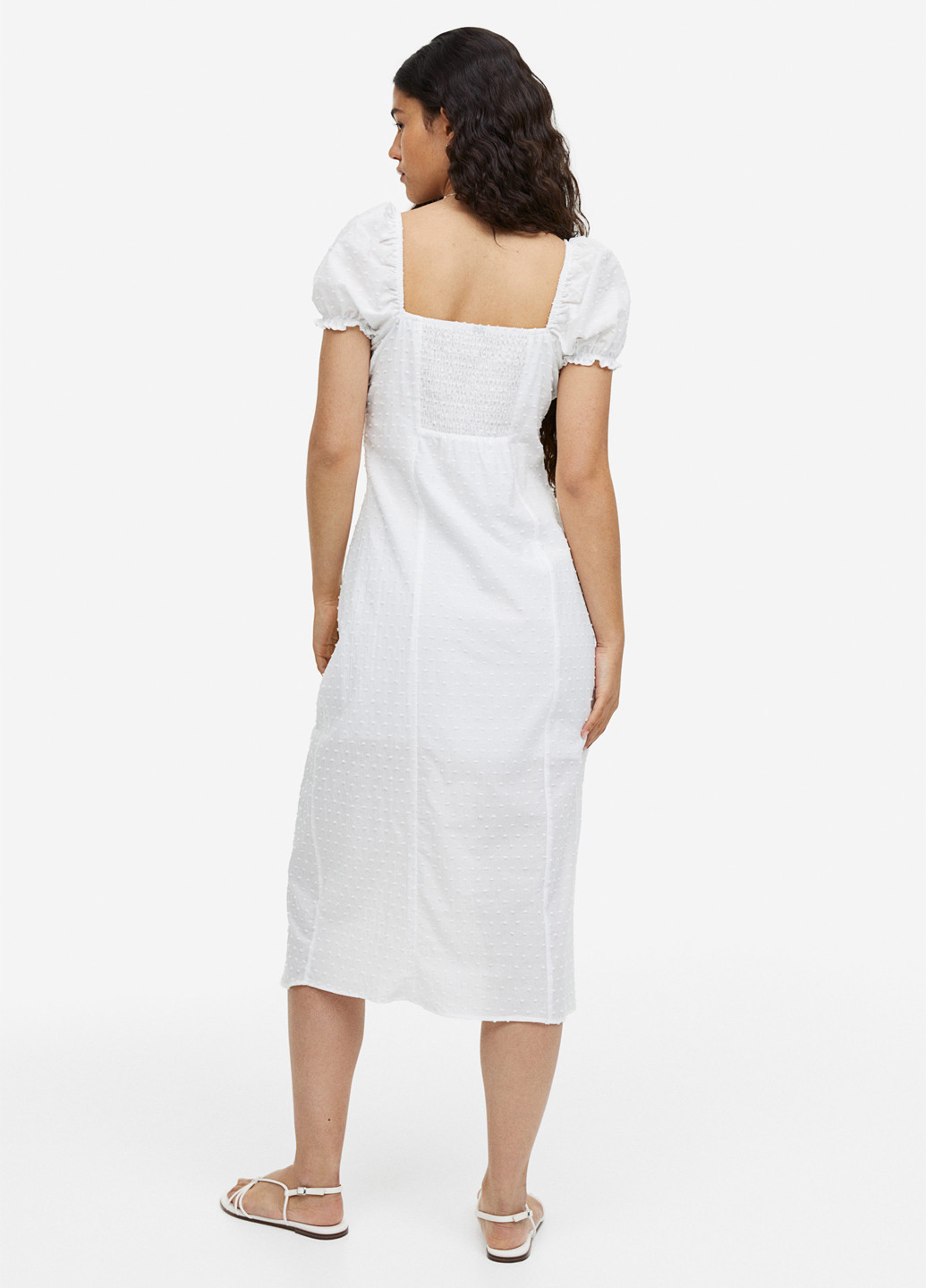 Белое кэжуал платье футляр H&M однотонное