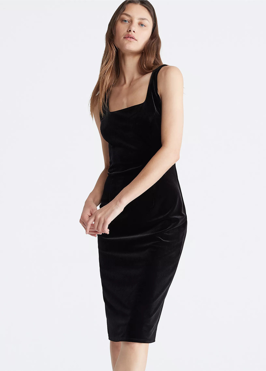 Чорна кежуал, коктейльна сукня футляр Calvin Klein однотонна