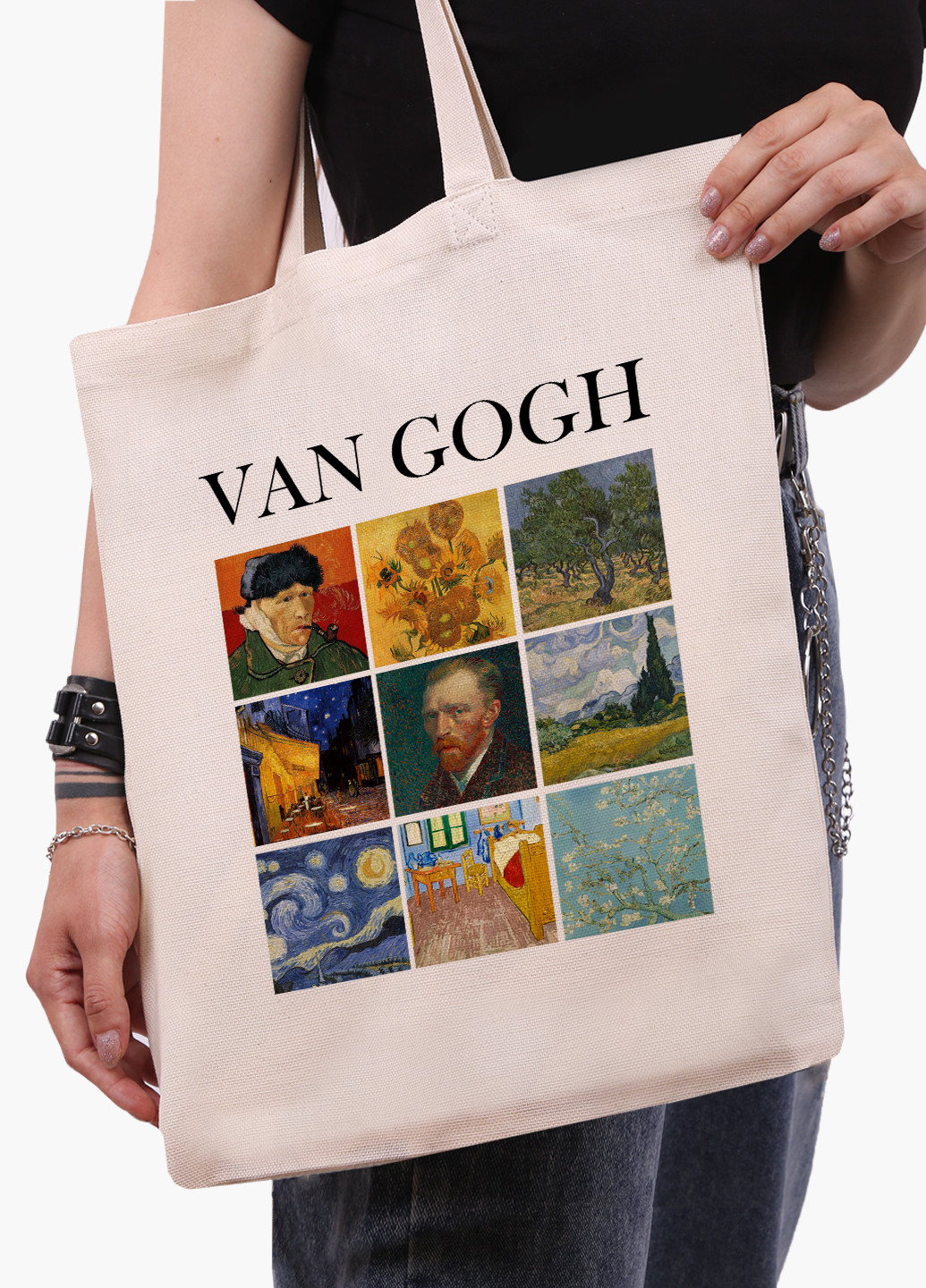 Еко сумка шоппер біла Вінсент Ван Гог Картини (Vincent van Gogh) (9227-2960-WT-1) 41*35 см MobiPrint (228156137)