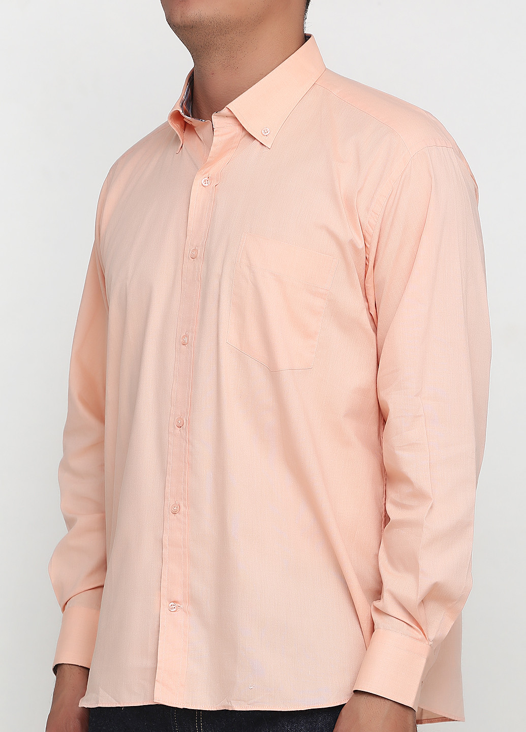 Персиковая кэжуал рубашка однотонная BOSTON с длинным рукавом