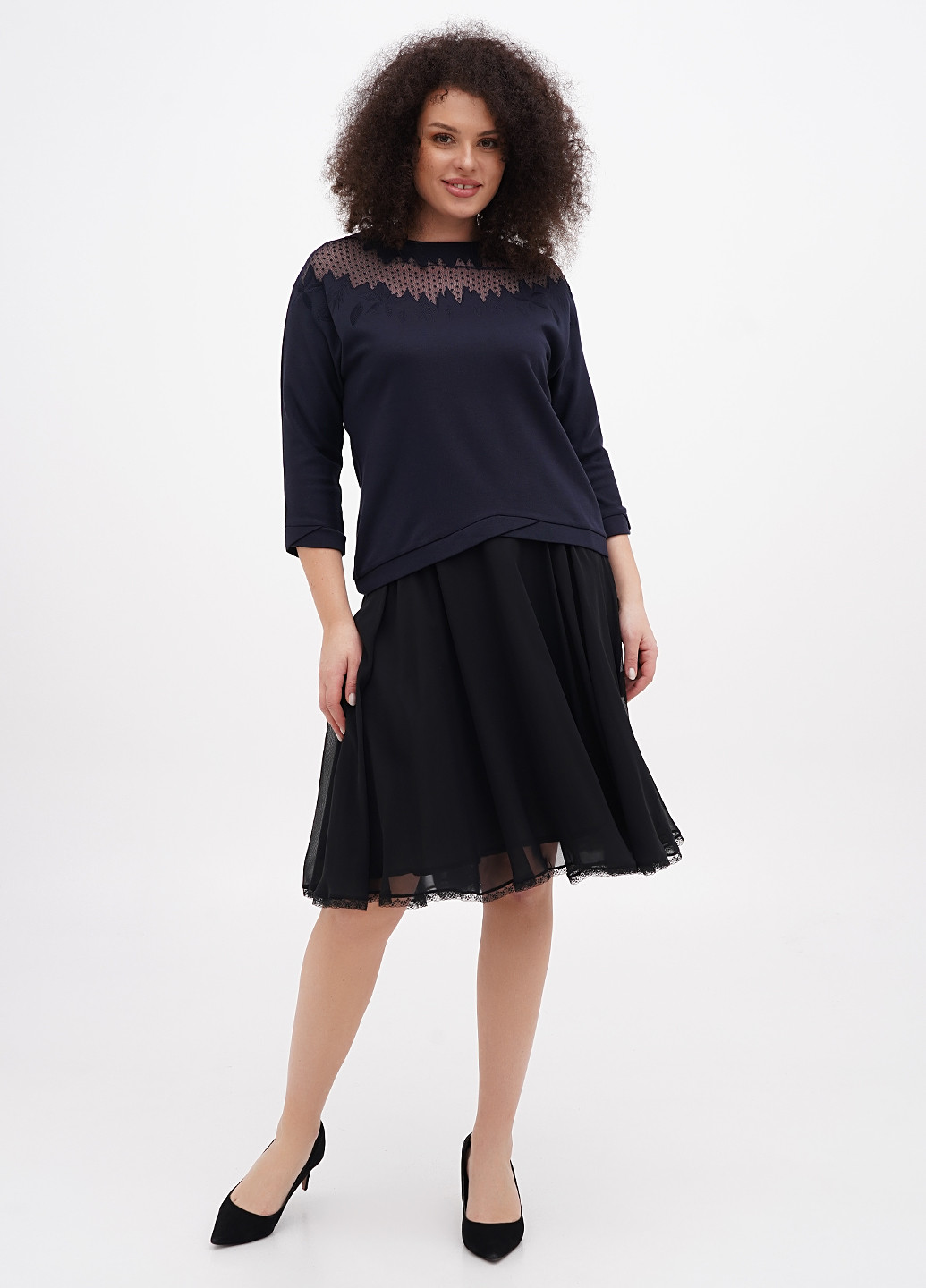 Черная кэжуал однотонная юбка Sassofono клешированная