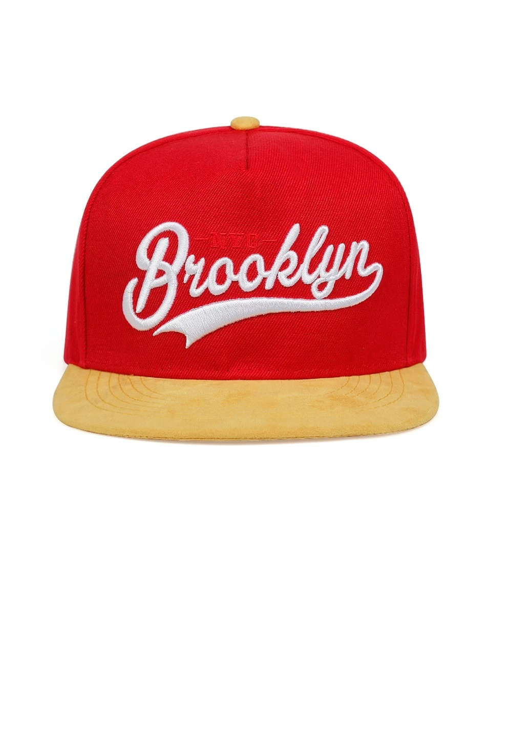 Кепка Brooklyn NYC с прямым козырьком, Унисекс Красный NoName cнепбек (250377567)