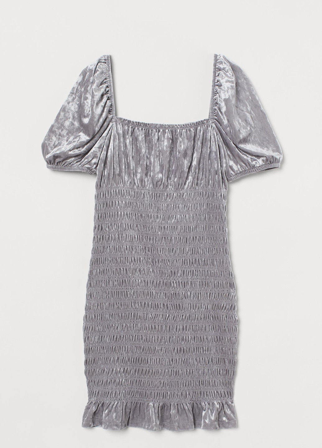 Срібна коктейльна сукня велюр H&M однотонна