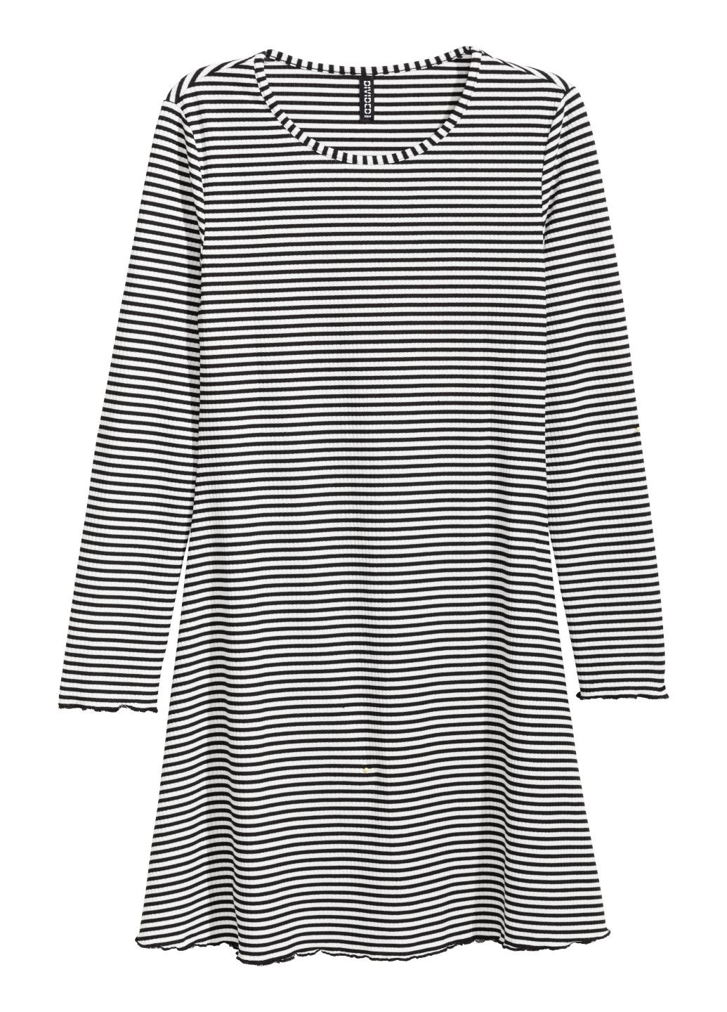 Черно-белое кэжуал платье оверсайз H&M в полоску
