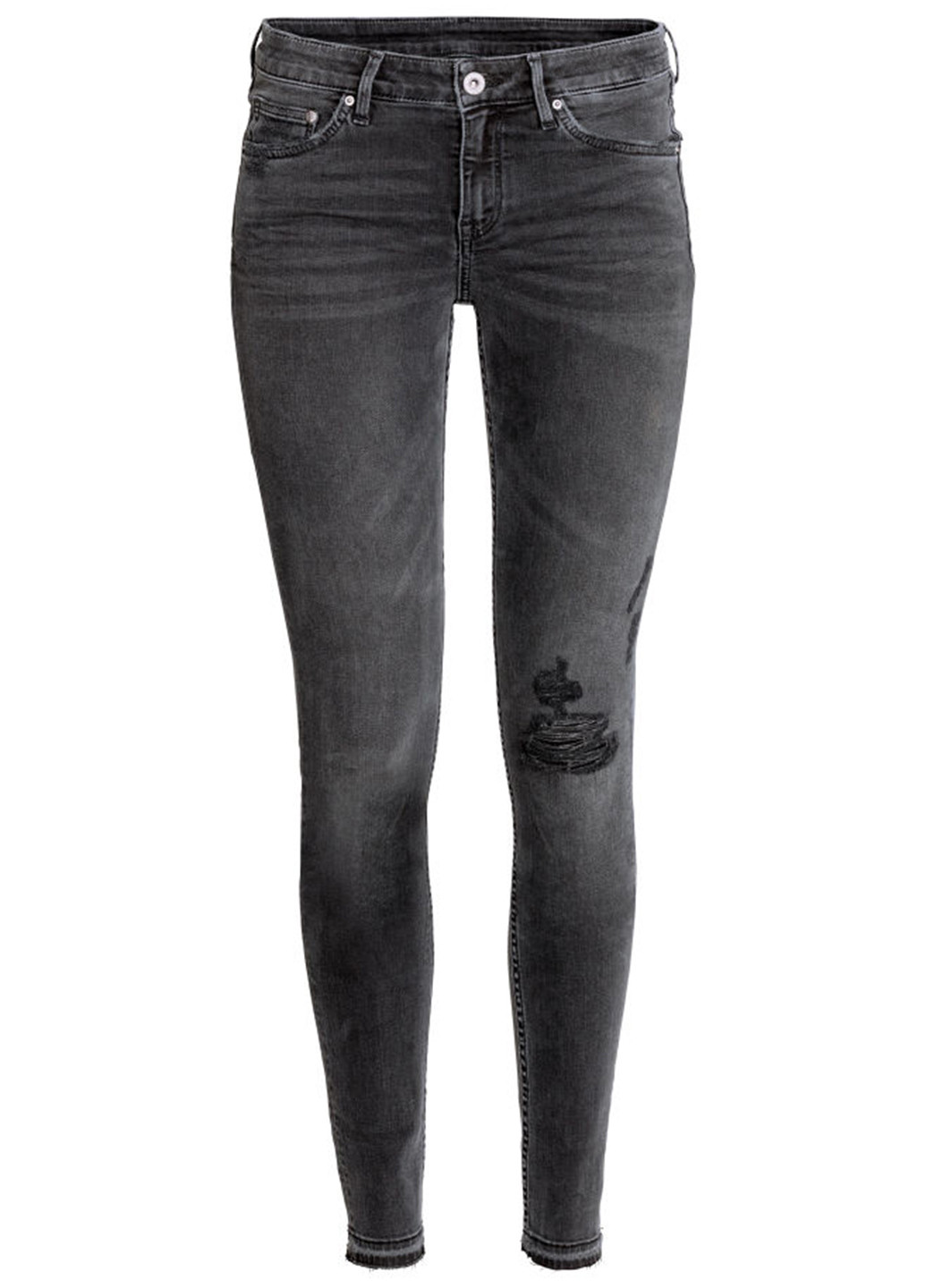 Джинси H&M скінні однотонні темно-сірі джинсові бавовна