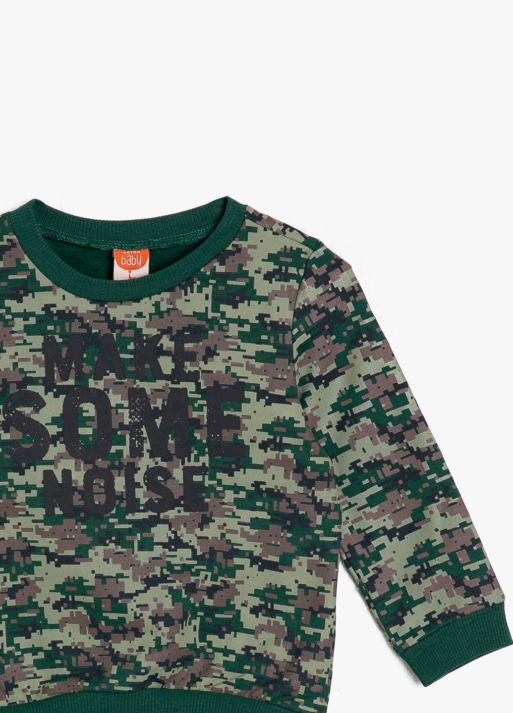 KOTON свитшот надпись хаки кэжуал хлопок, трикотаж