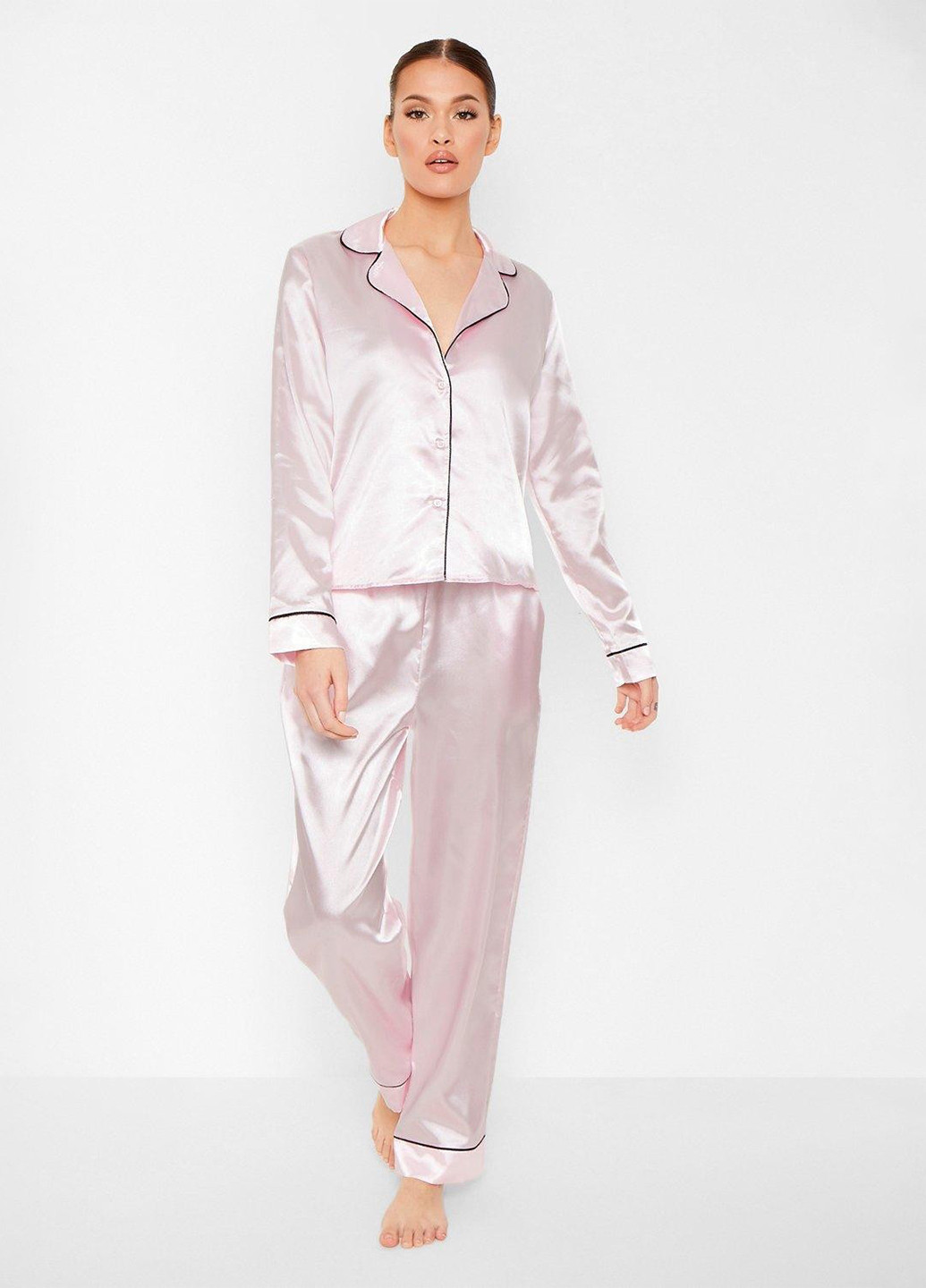 Розовая всесезон пижама (рубашка, брюки) рубашка + брюки Boohoo