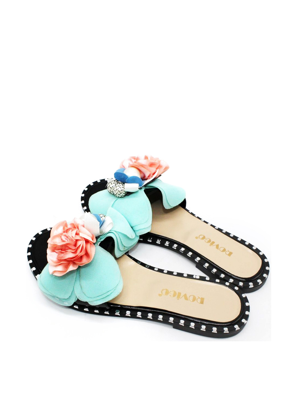 Голубые шлепанцы Rovigo с аппликацией