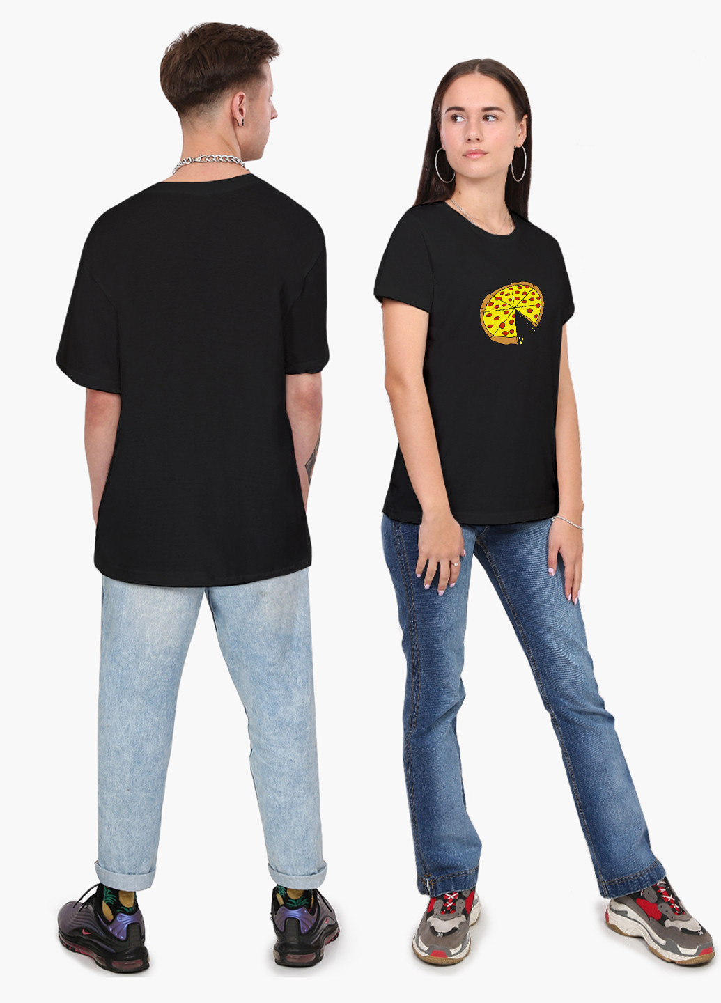Чорна демісезон футболка жіноча піца (pizza) (8976-2078) xxl MobiPrint