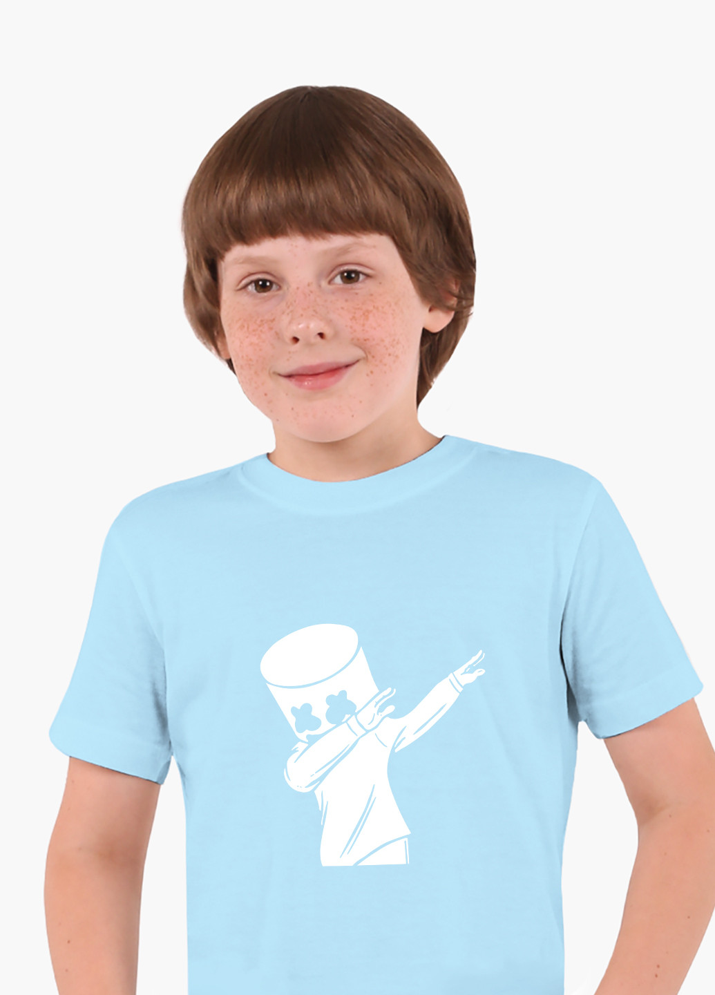 Блакитна демісезонна футболка дитяча маршмелло фортнайт (marshmello fortnite) (9224-1330) MobiPrint