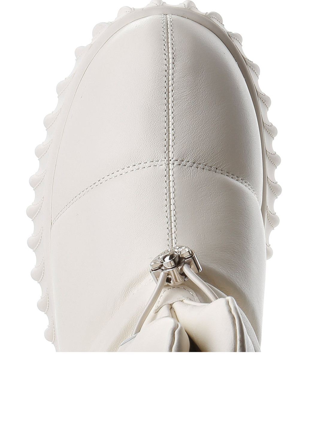 Белые дутики Le'BERDES со шнурками с белой подошвой