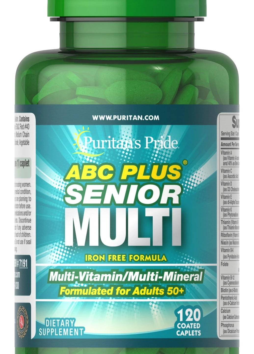 Вітаміни Puritan's Pride ABC Plus Senior Multivitamin Multi-Mineral Formula 120 Caplets Puritans Pride (254968702)