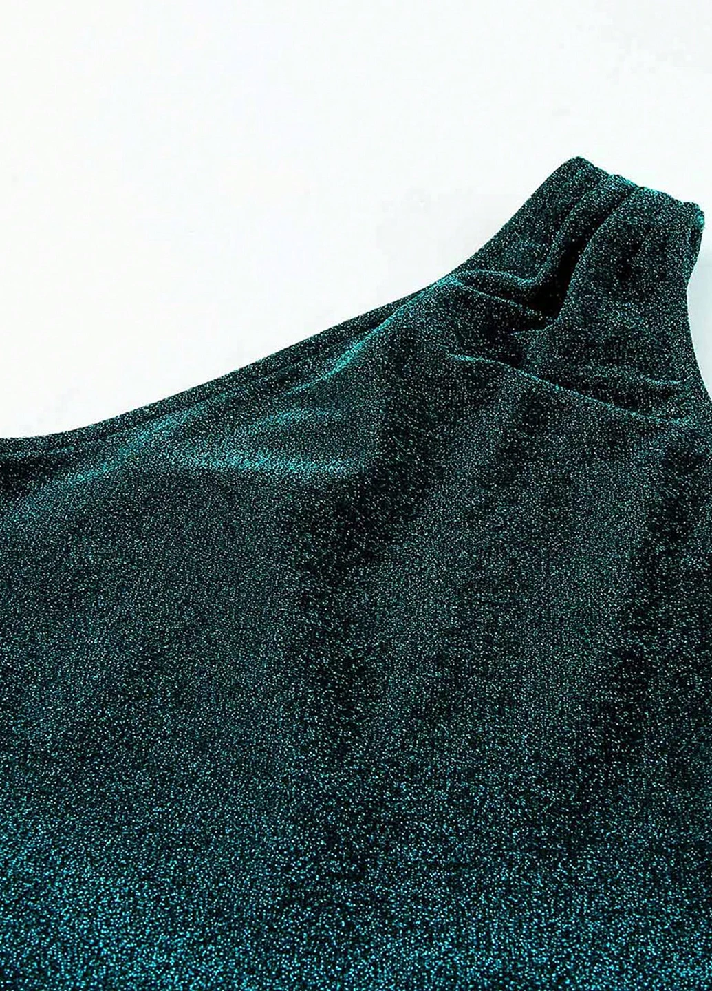 Темно-зелена вечірня сукня силуетна, на одне плече SHEIN меланжева