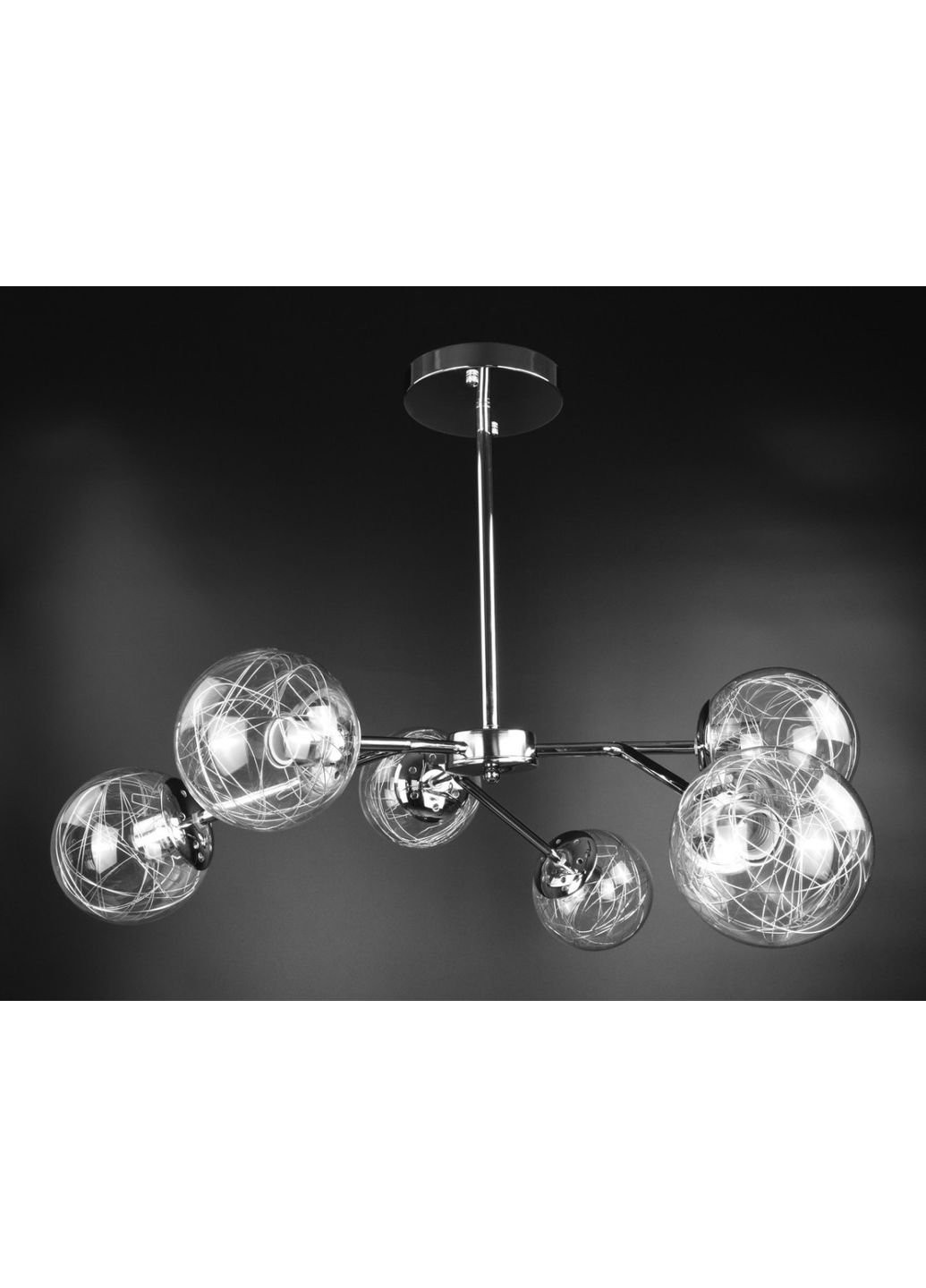 Люстра стельова на 6 лампочок 8122/6-ch Хром 35х66х66 див. Sunnysky (253629481)