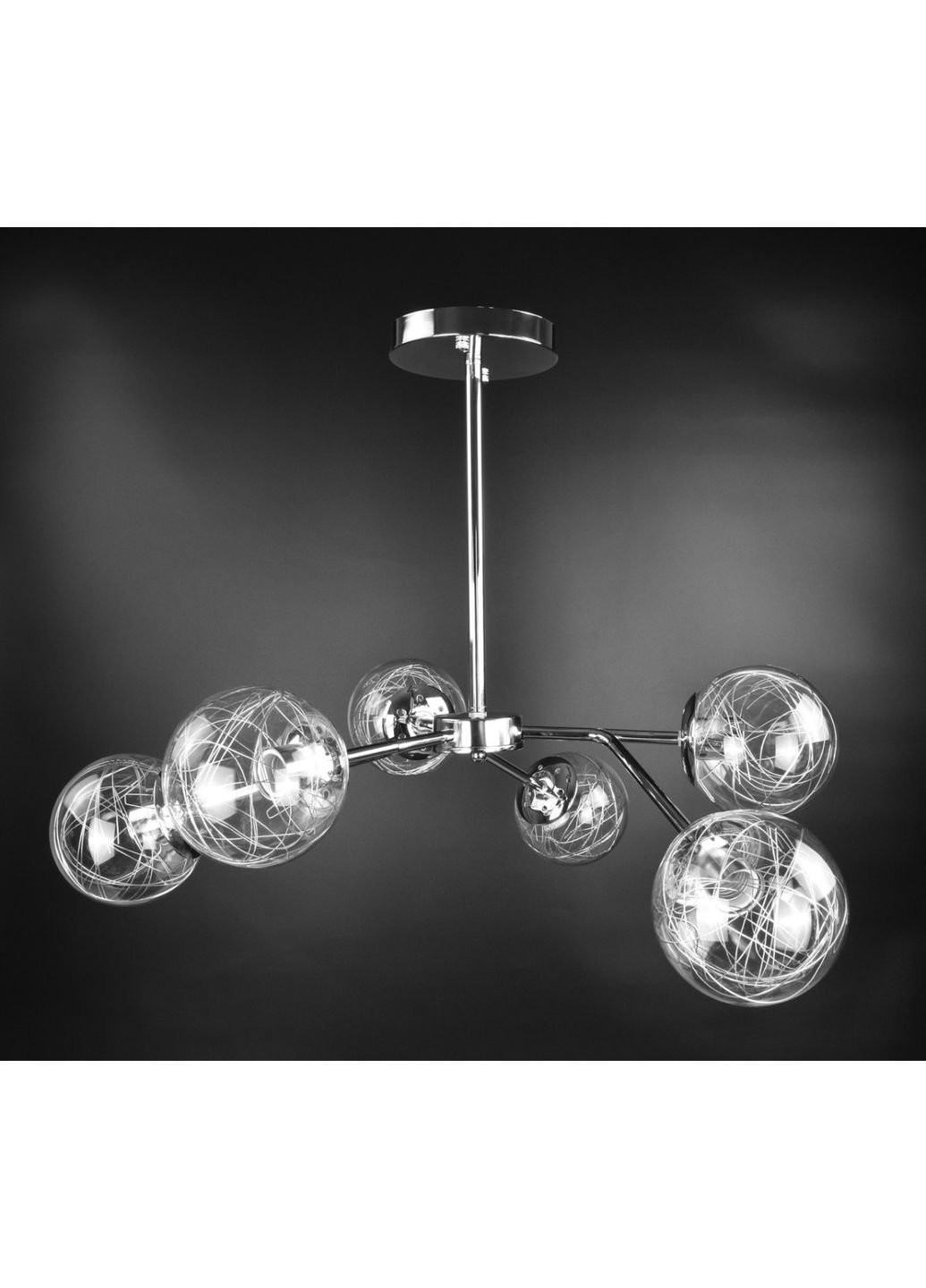 Люстра стельова на 6 лампочок 8122/6-ch Хром 35х66х66 див. Sunnysky (253629481)