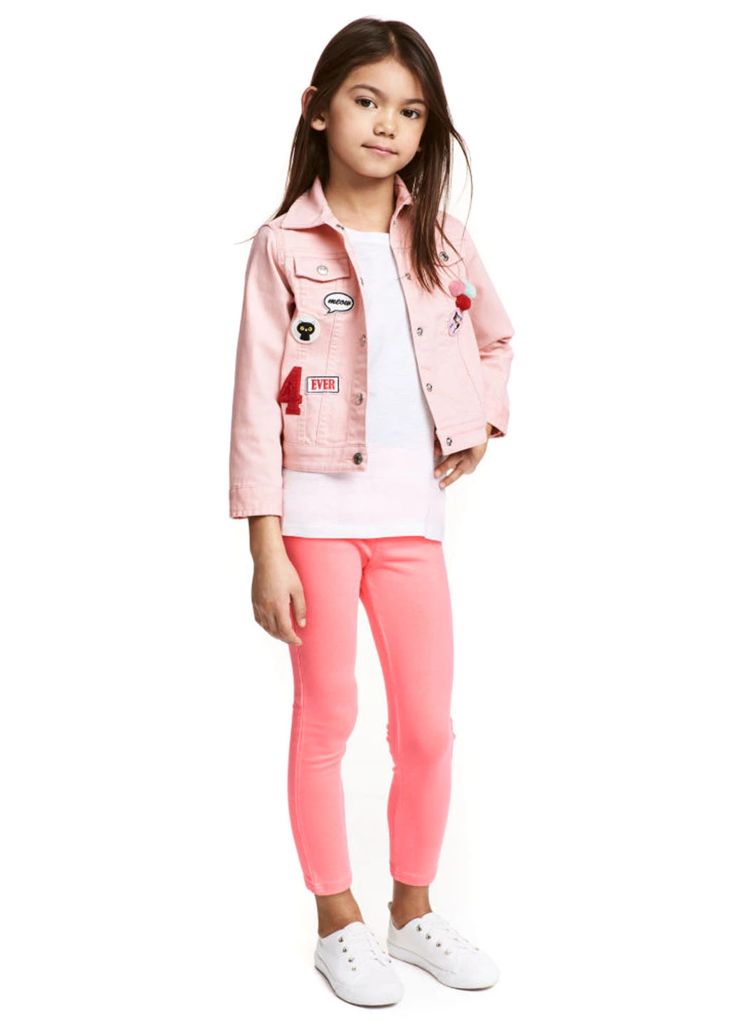 Розовые демисезонные джеггинсы H&M